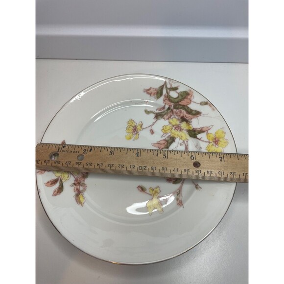 5 Antique Limoges SALAD Plates Yellow Flowers GOLD Edge 7" (Jean Pouyant) - Picture 14 of 14